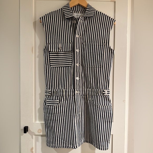 Current Elliott Striped Jumpsuit Dress Sleeveless 0 - Picture 6 of 8